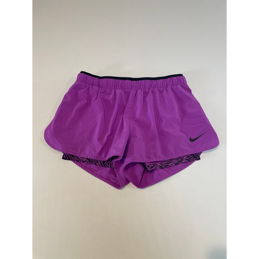 Nike Dri‑Fit Layered Running Shorts – Purple – Size M